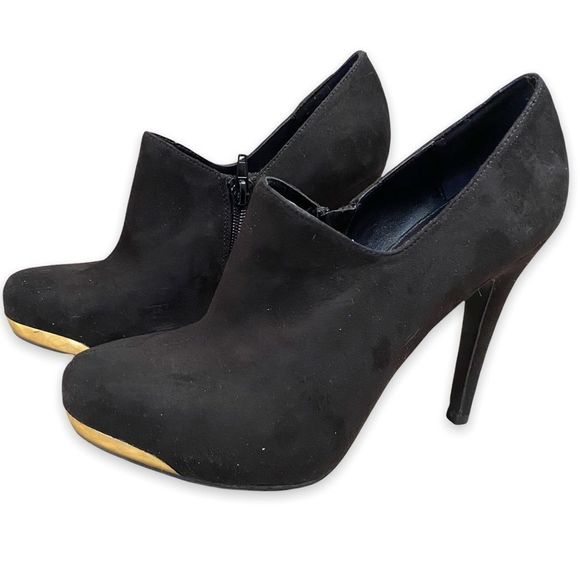 Aldo black platform booties 5” heel gold detail size 7.5 - Picture 3 of 10